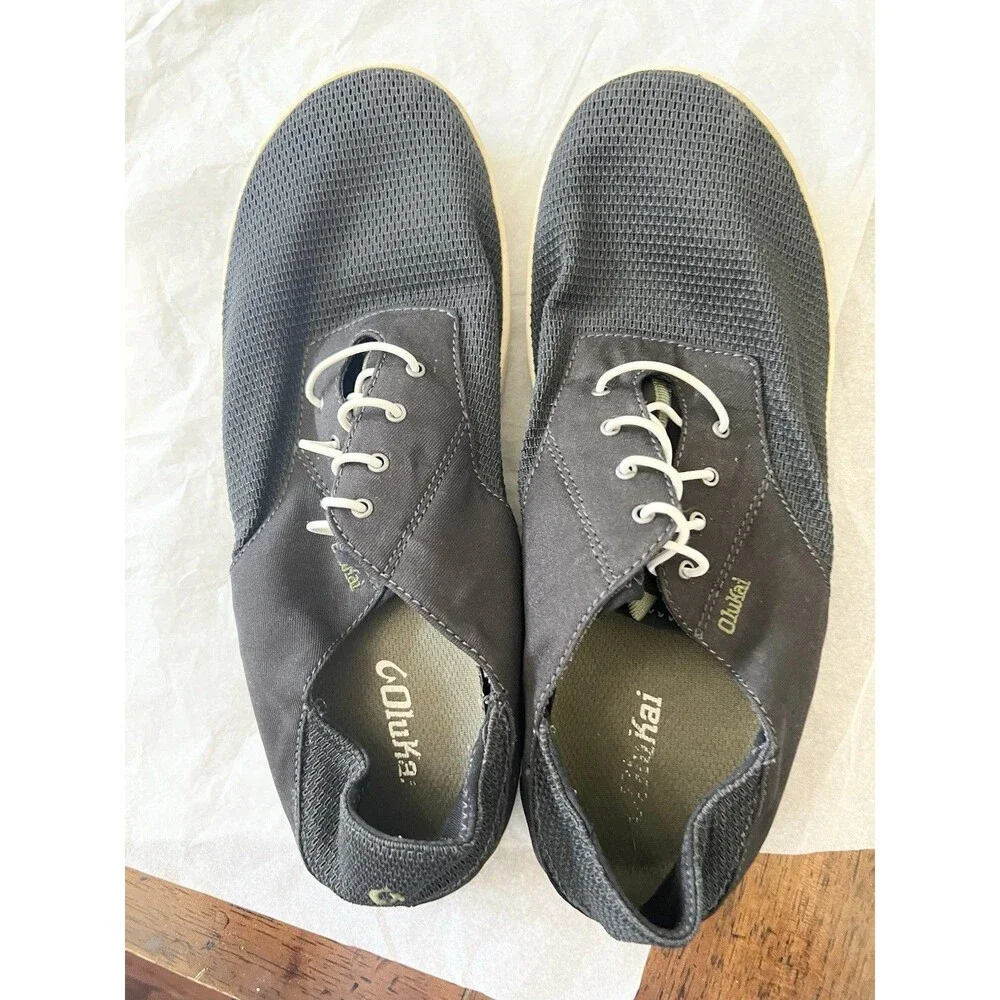 OluKai Nohea Moku Mens Black  Mesh Water Boat Shoes Size 11 Comfort